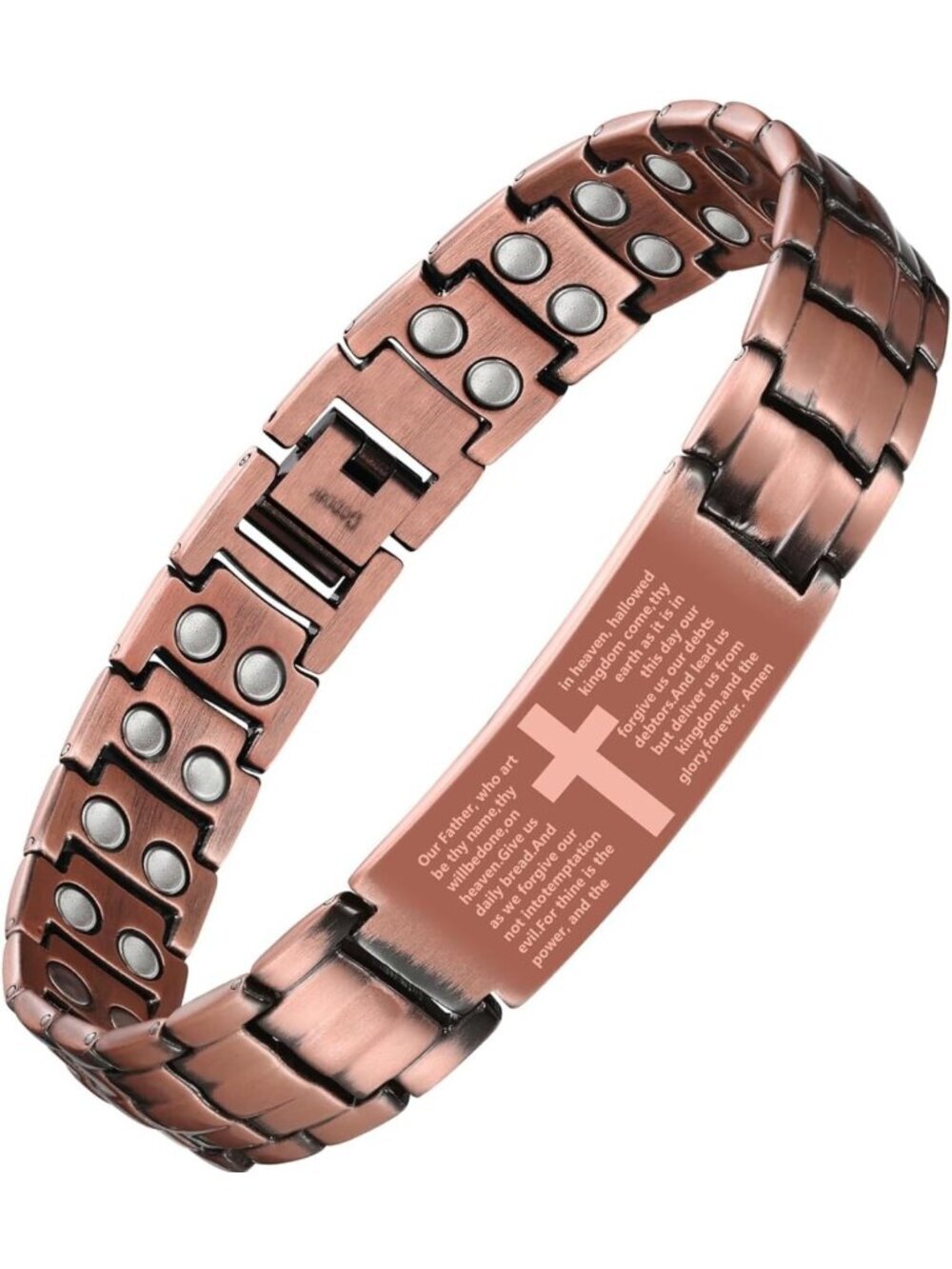 Adjustable Copper Cross Bracelet for Men - Magnetic Therapy Jewelry Gift Box